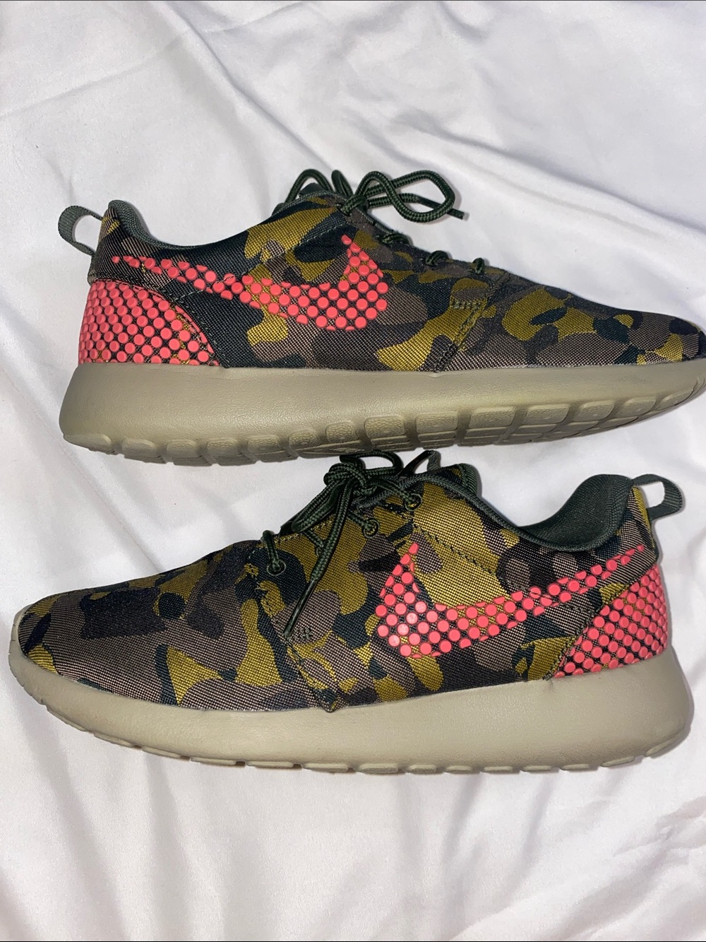 Nike Camo Running Shoes with Coral Pink Swoosh
